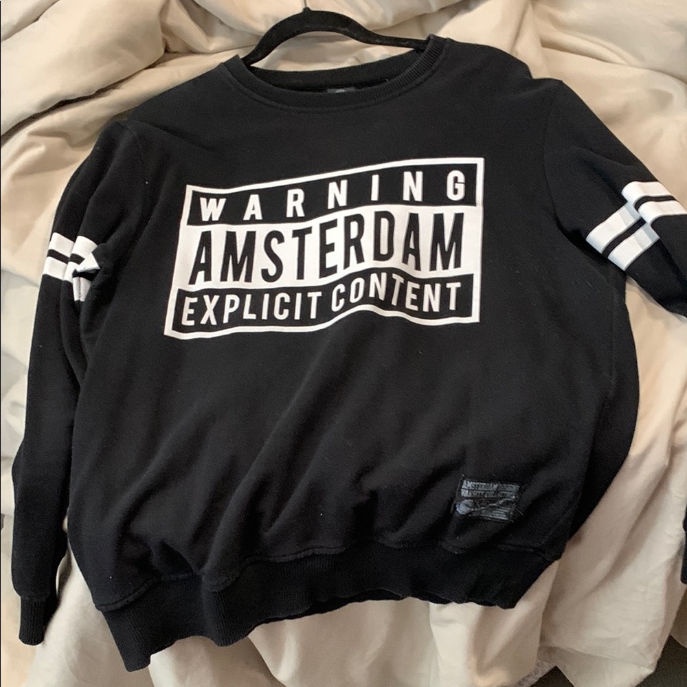 Black Amsterdam Warning Sweatshirt